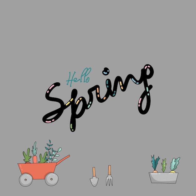 Vector hello spring background greeting card invitation background poster