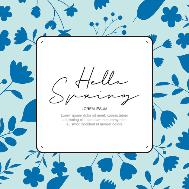 Hello spring banner background template with colorful flowercan be use social media card voucher wallpaperflyers invitation posters brochure