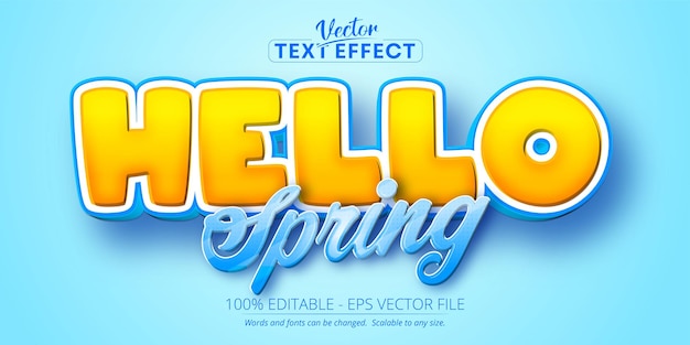 Hello spring cartoon style editable text effect