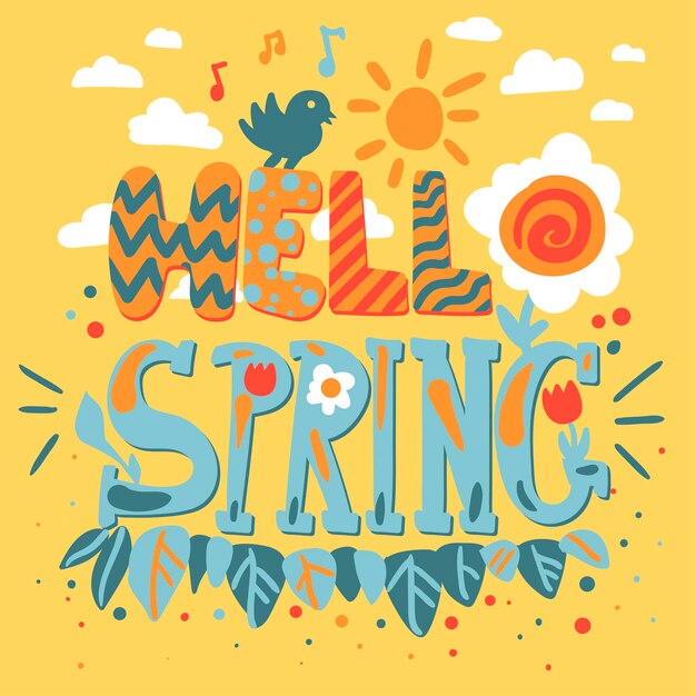 Vector hello spring concept