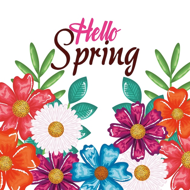 Vector hello spring decorative design