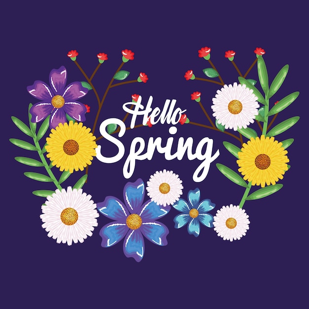 Vector hello spring decorative design