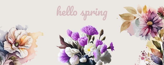 hello spring design poster banner vector