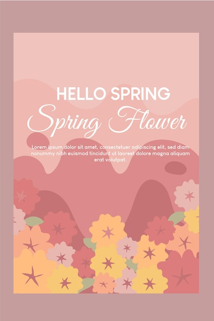 Vector hello spring flower pink banner