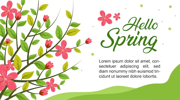 Ciao fiore di primavera, sfondo di vendita di primavera, banner di primavera