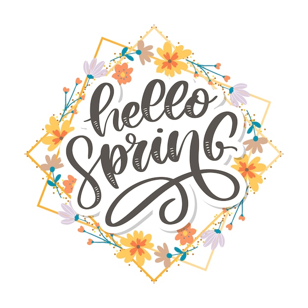 Vector hello spring flowers