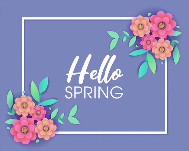 Vector hello spring greeting card design