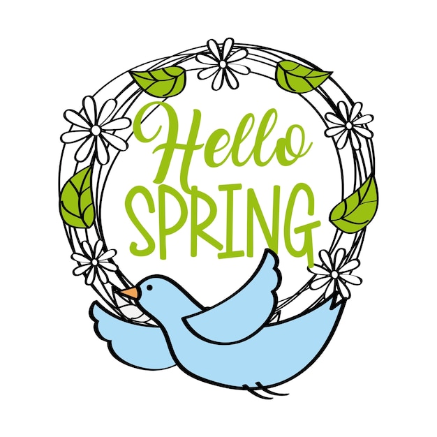 Hello spring greeting card