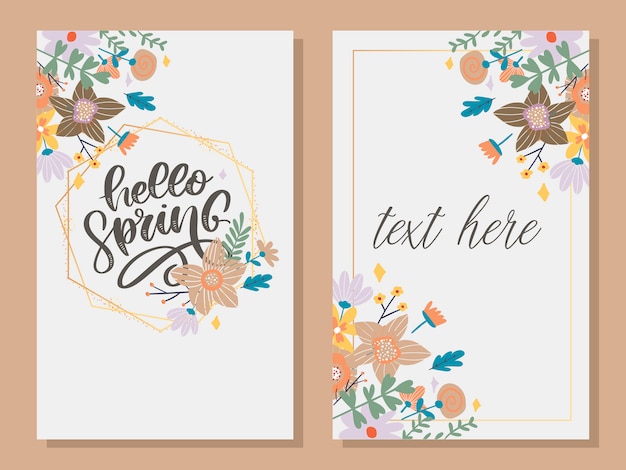 Hello spring - hand drawn inspiration quote.