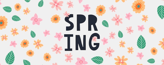 Hello spring mano logotipo distintivo tipografia icona lettering stagione primaverile con foglia per modello di invito biglietto di auguri retro vintage lettering banner poster modello sfondo offerta di vendita