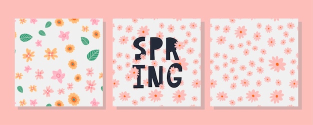 Hello spring hand logotype badge typography icon lettering spring season with leaf for greeting