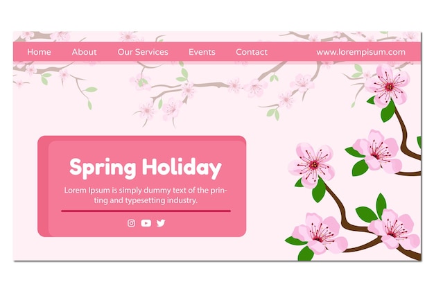 Hello spring landing page vector design