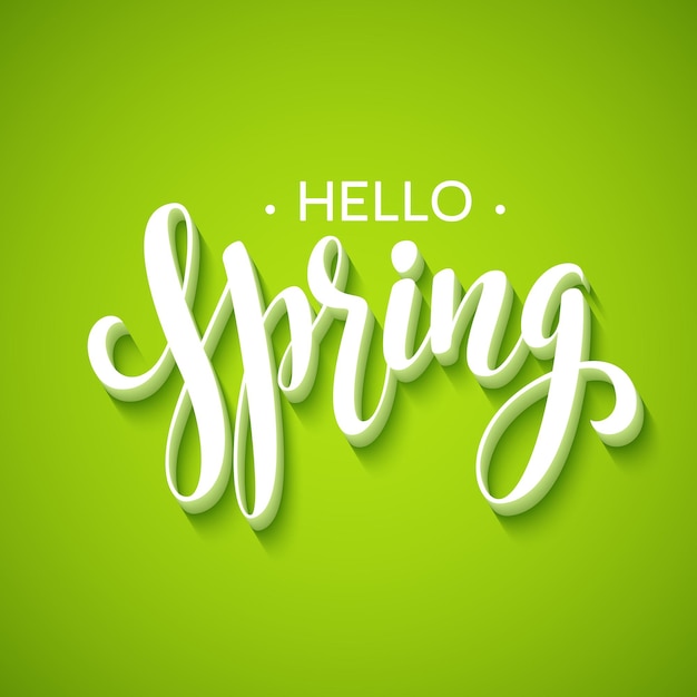 Hello Spring lettering design.  illustration 