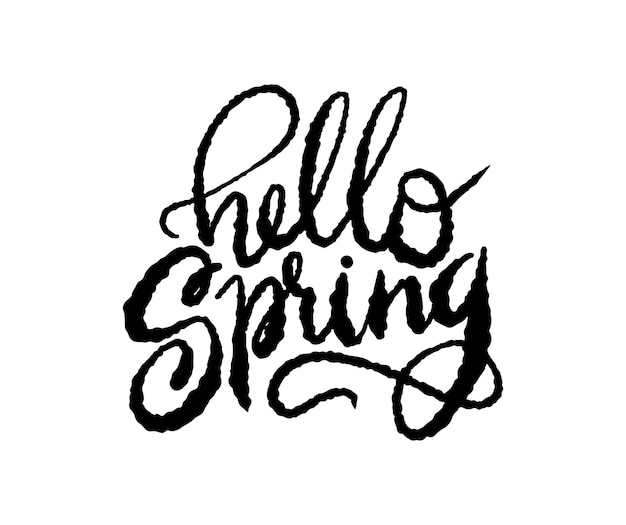 Vettore di lettere hello spring isolato su sfondo bianco