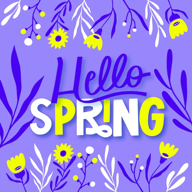 Vector hello spring lettering