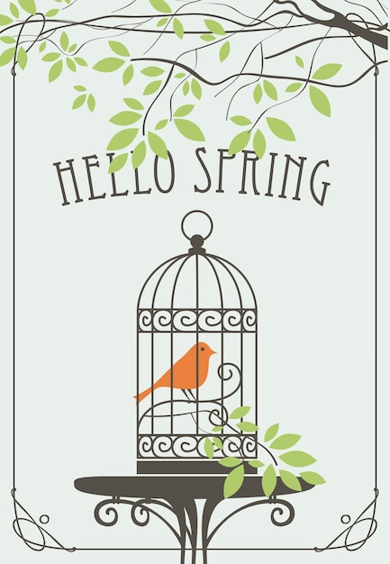 Vector hello spring poster