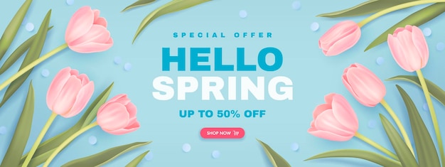 Hello spring sale banner