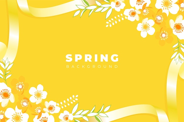 Vector hello spring season with frame and corner of colorful flowers background