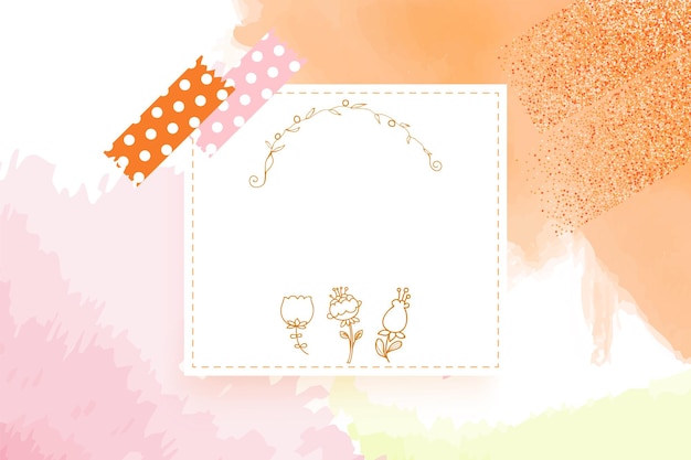 Vector hello spring season with frame and corner of colorful flowers background