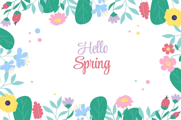 Hello spring Spring background with flowers