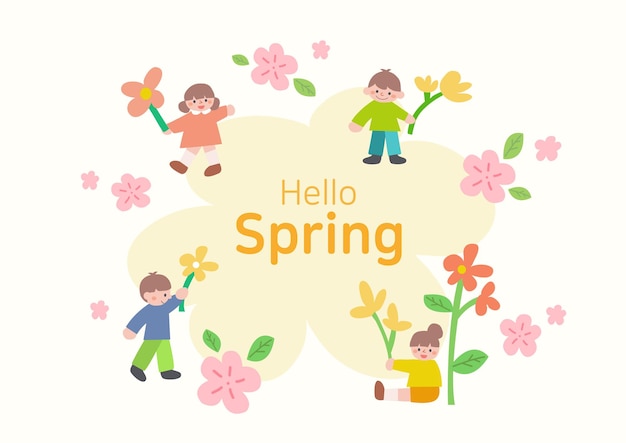 hello spring and spring illustration image