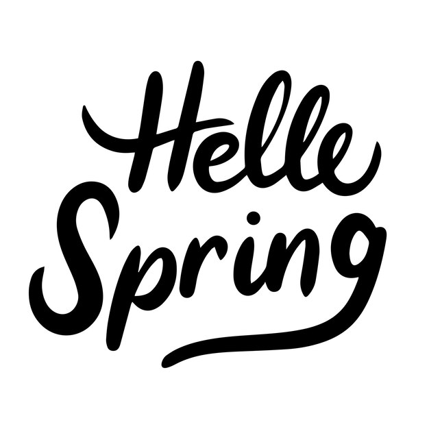 hello spring text banner handwriting hello spring short phrase hand drawn vector art