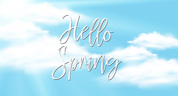 Vector hello spring text letter