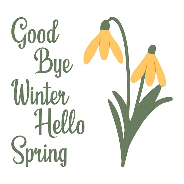 Hello spring. vector illustration of a greeting card with spring flowers. . vector illustration