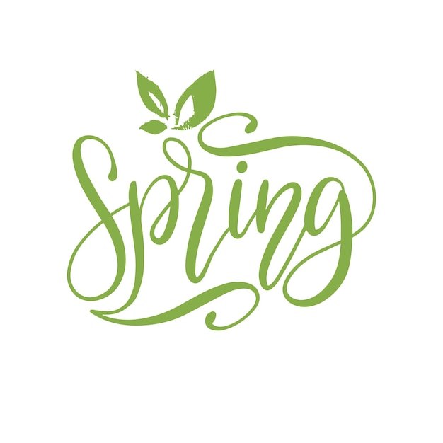 Hello spring vector illustration on white background. hand lettering for inspirational poster, card etc. motivational quote typography design.