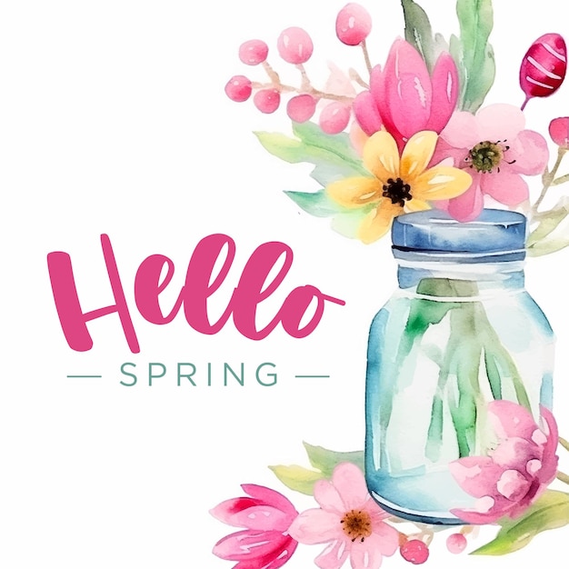 Hello Spring Watercolor paint