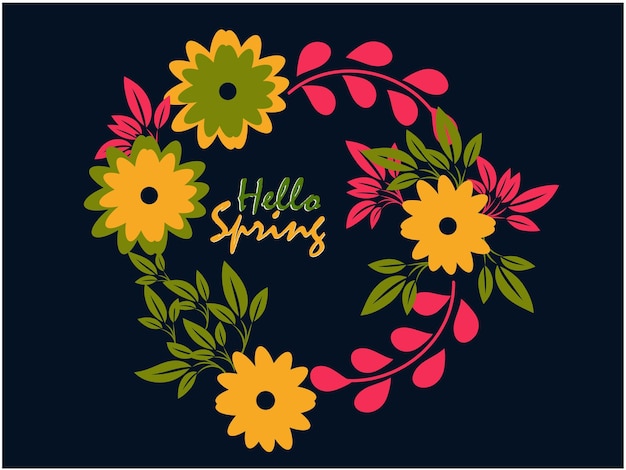 Hello spring with colorful flowers