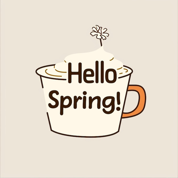 Hello Spring Words Design Springtime blossoms fresh renewal growth bloom