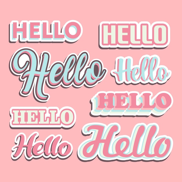 Hello stickers vintage collection free vector