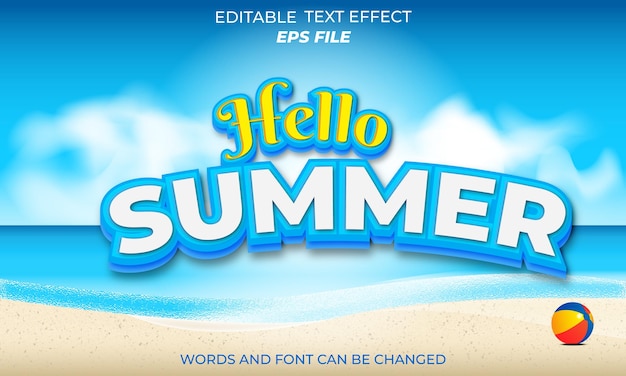 hello summer 3D bewerkbare tekst effect tekst stijl vector sjabloon