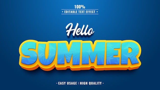 こんにちは夏の3Dテキストスタイルの効果テンプレート