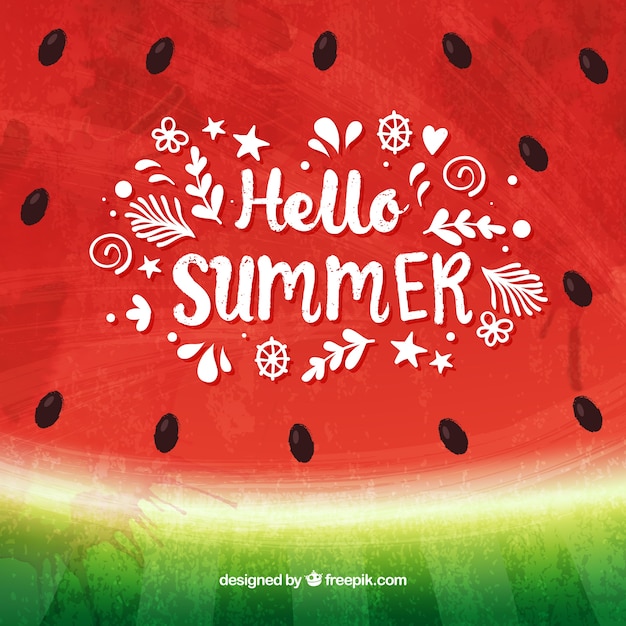 Hello summer background with tasty watermelon