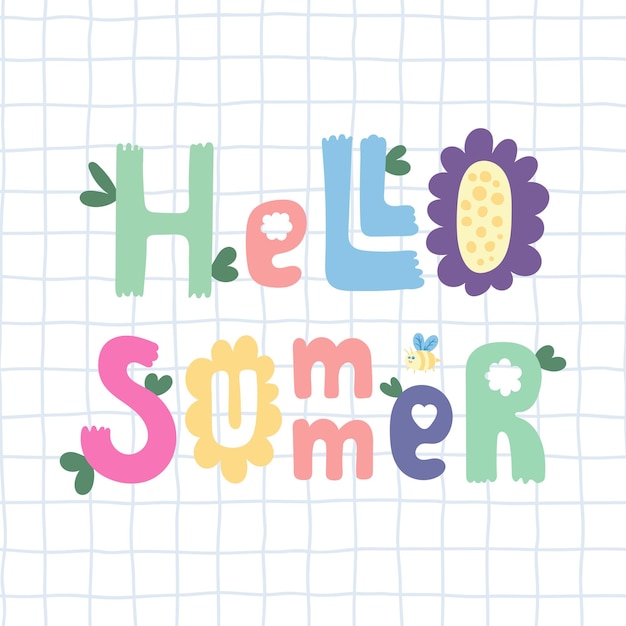 Hello summer banner design vocazione fine settimana vacanze poster card header summer time cartoon vector