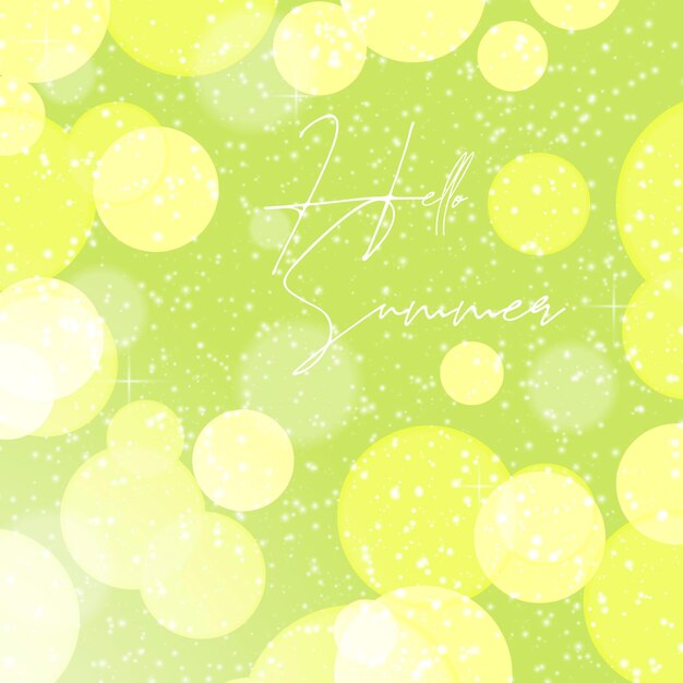 Вектор Привет лето баннер зеленый и желтый с пузырьками солнечный фон фон
