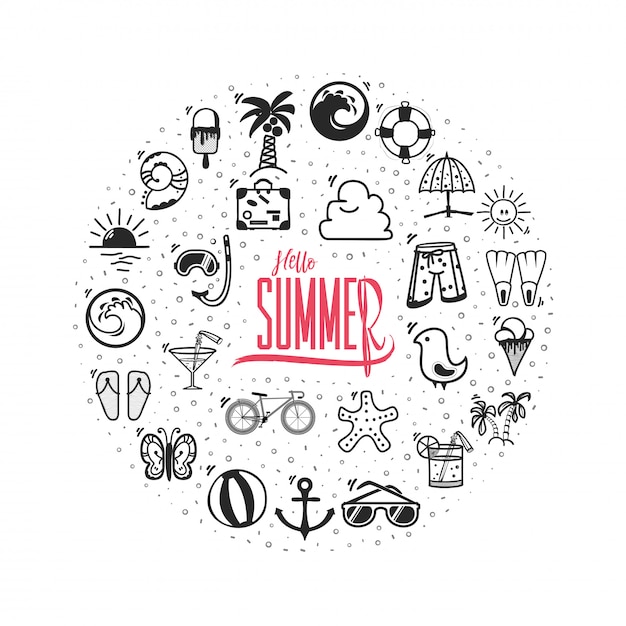 Hello summer Banner icons