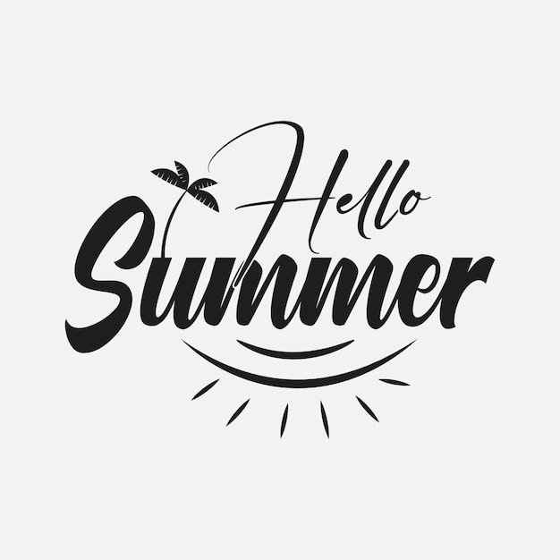 Hello Summer Brush надпись векторная иллюстрация рукописных слов, выделенных на белом фоне