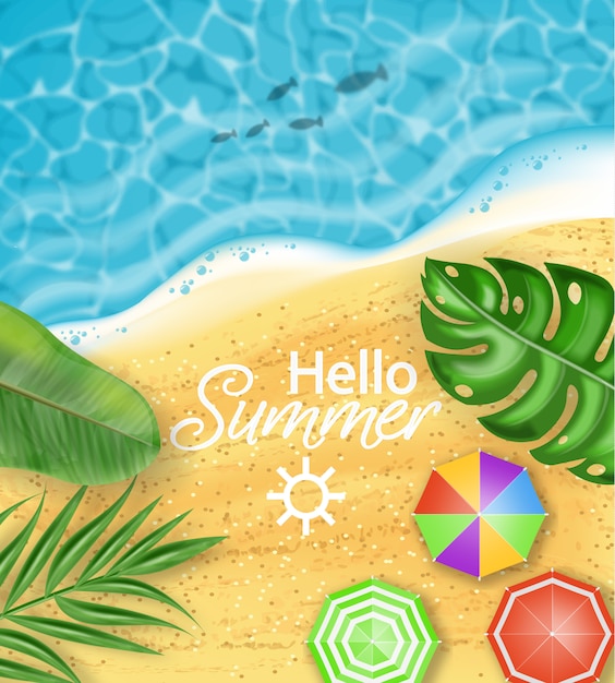 Hello summer card beach card