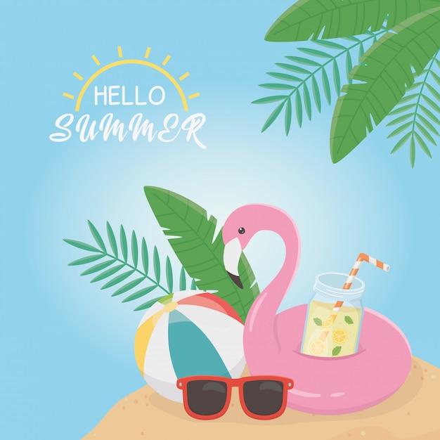 Hello summer card with flemish float