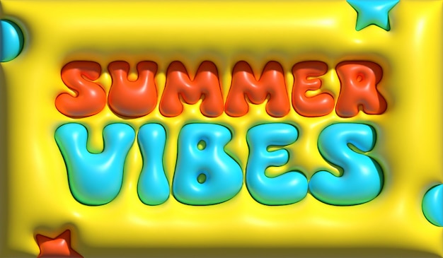 Hello Summer Colour full 3D text effect designs text with inflated effect fully colourful