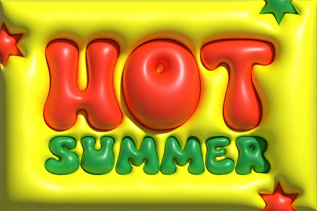 Hello Summer Colour full 3D text effect designs text with inflated effect fully colourful