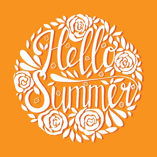 Vector hello summer creative typography digital lettering poster eps10 vector