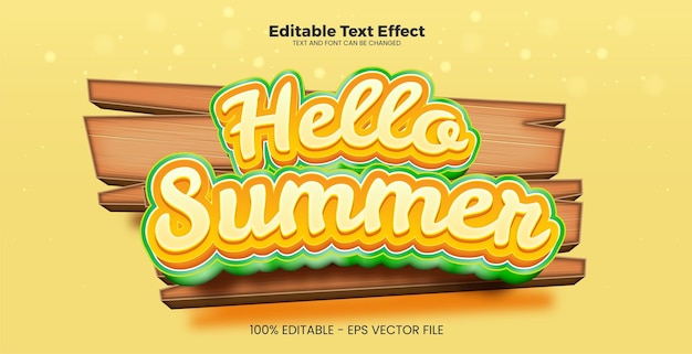 Vector hello summer editable text effect in modern trend style