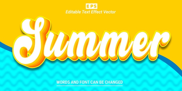 Hello summer editable text effect vector