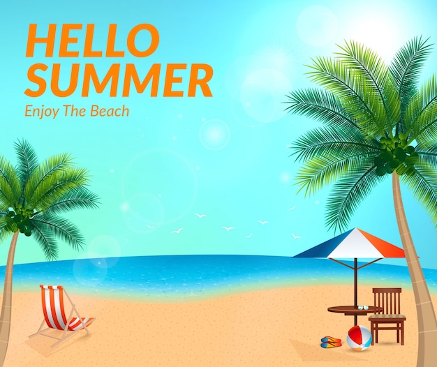 Hello summer elements beach background