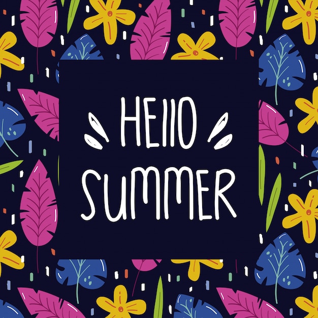 Hello summer. Floral summer frame