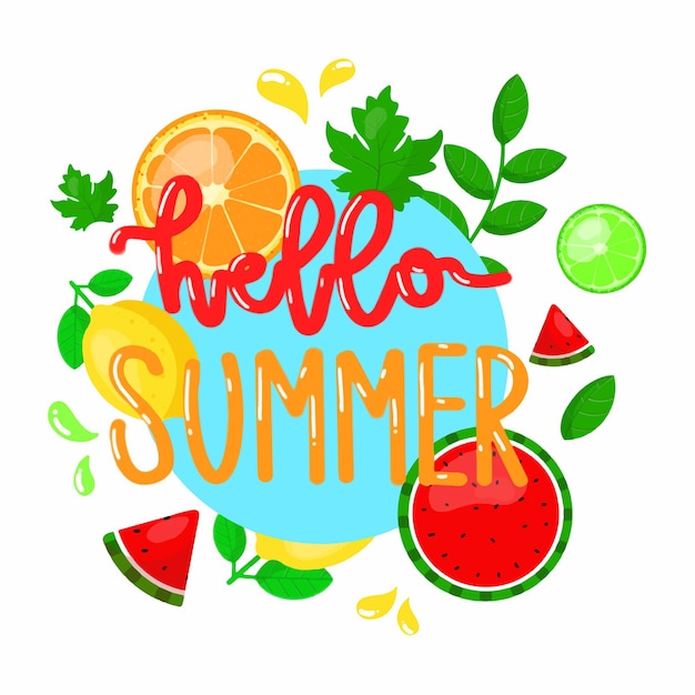 Vector hello summer font effect word art decoration